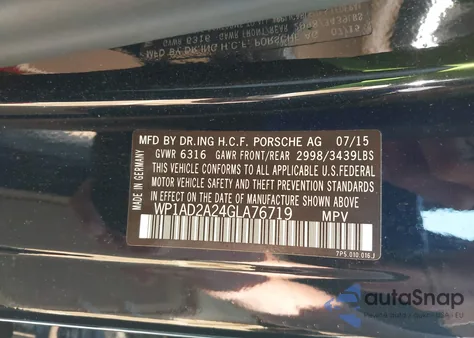 2016 Porsche Cayenne Gts из США, поврежденный, VIN WP1AD2A24GLA76719